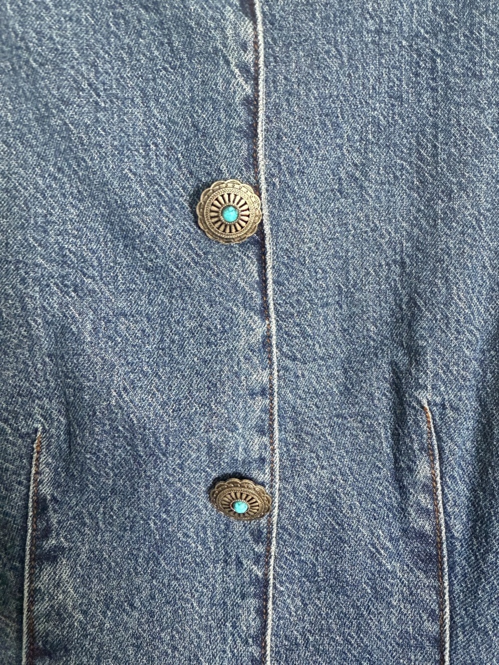 7 For All Mankind Denim Dress NWT Western Button Front Sleeveless Size 8 - Picture 4 of 7